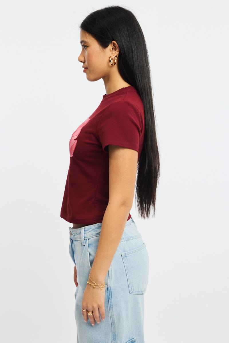 Red Graphic T-Shirt Short Sleeve