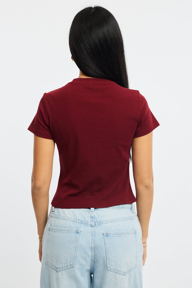 Red Graphic T-Shirt Short Sleeve
