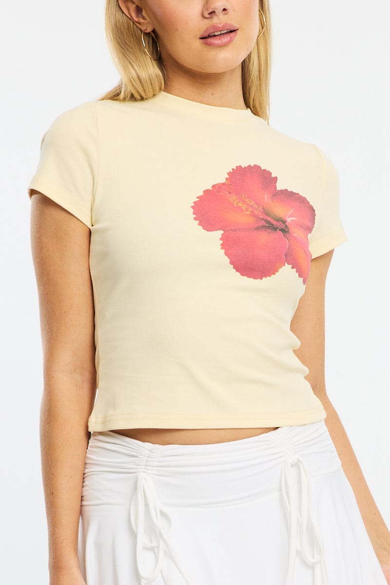 Yellow Graphic T-Shirt Short Sleeve