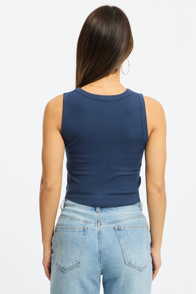 Blue Graphic Tank Sleeveless