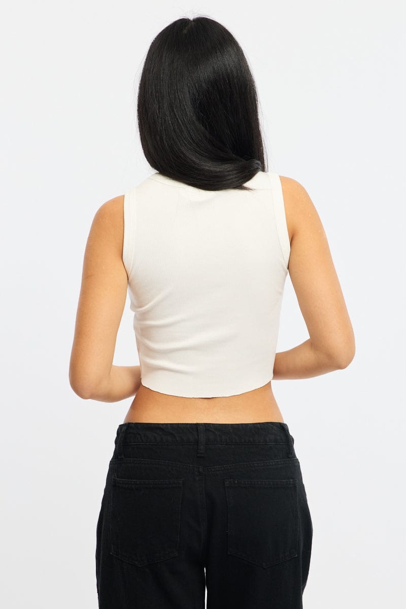 White Graphic Tank Sleeveless