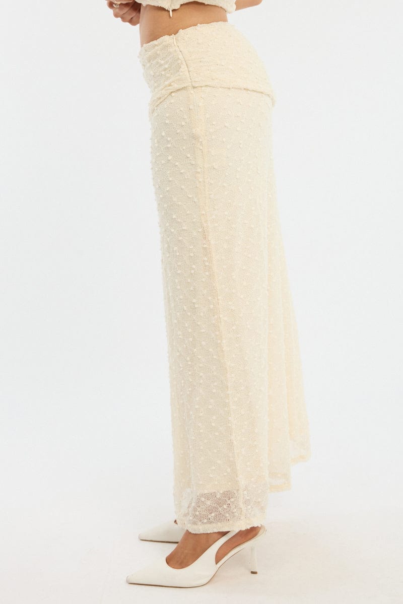 Yellow Maxi Skirt Textured Gathered Waist Stretch Lined
