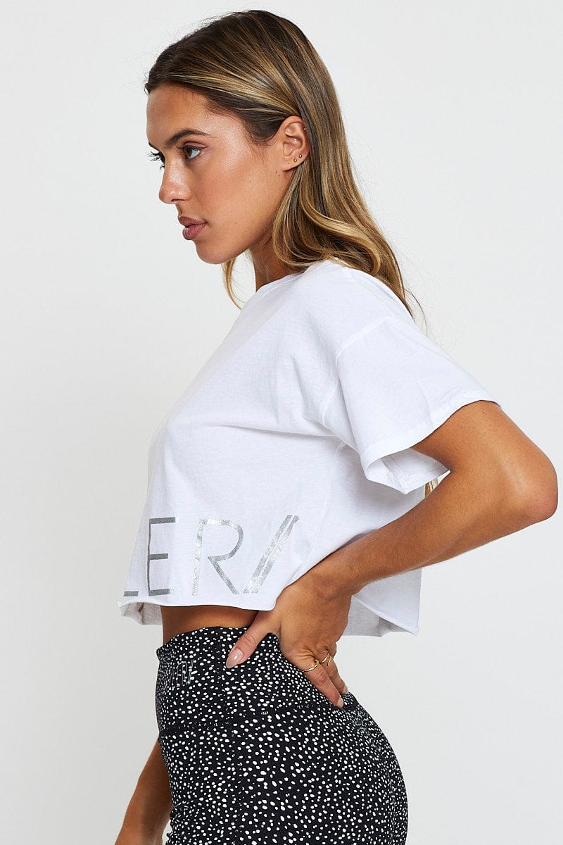 White Skyler Active Crop Boxy T Shirt