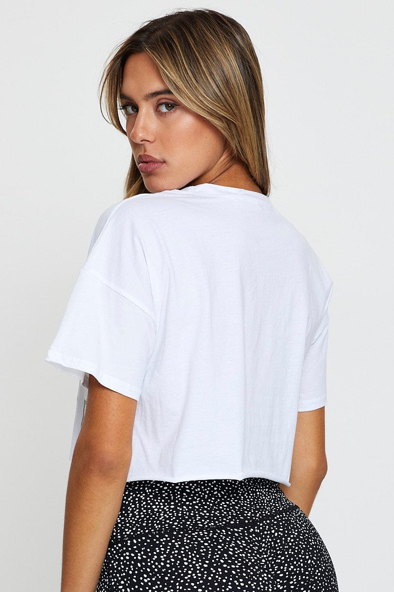 White Skyler Active Crop Boxy T Shirt