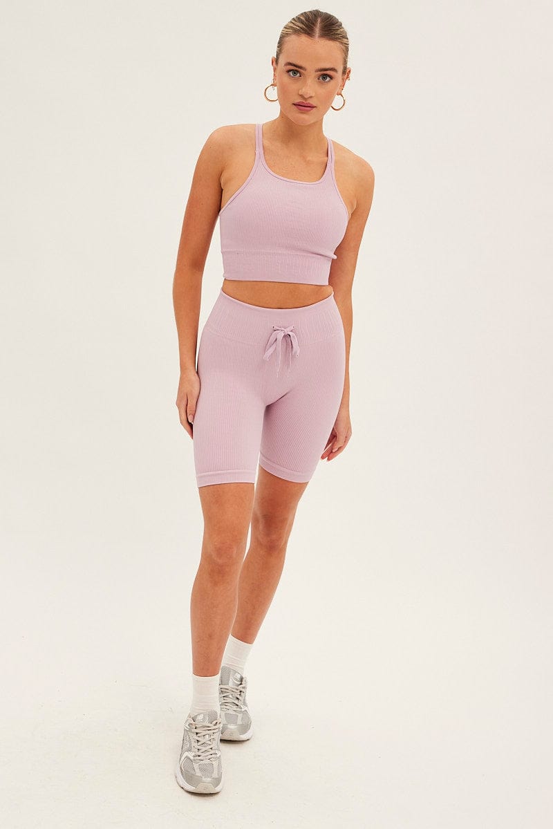 Purple Biker Shorts Activewear High Rise Seamless