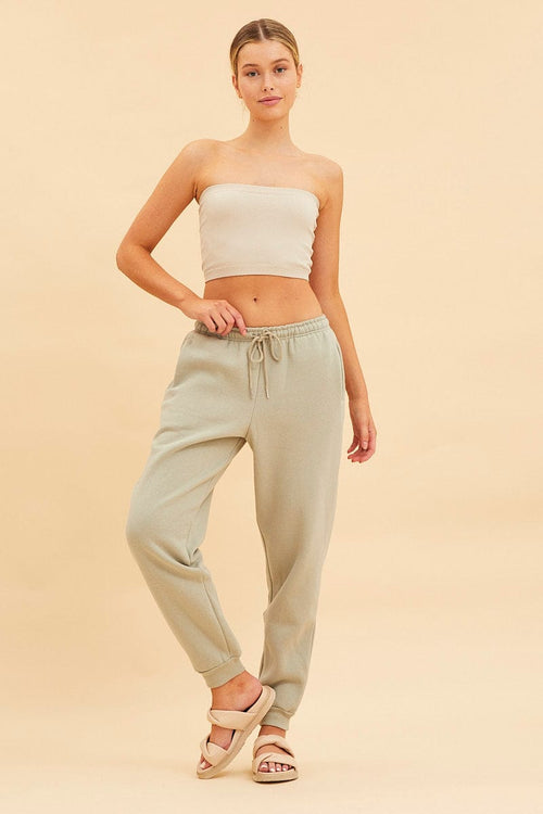 Beige Bone Seamless Bandeau Crop Rib
