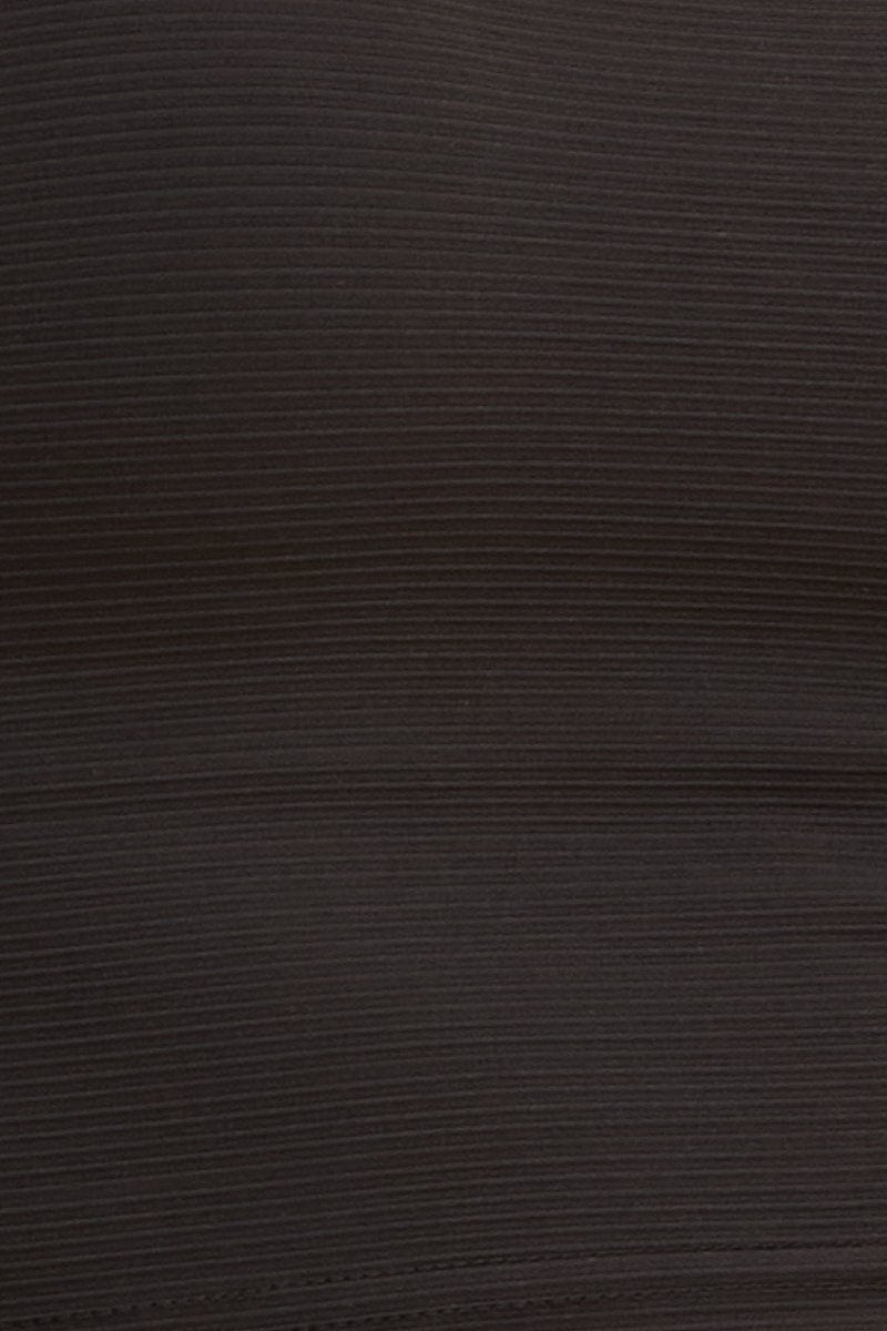 Black Crop Top High Neck Active Rib