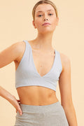 Blue V Neck Bralette Cotton Stretch