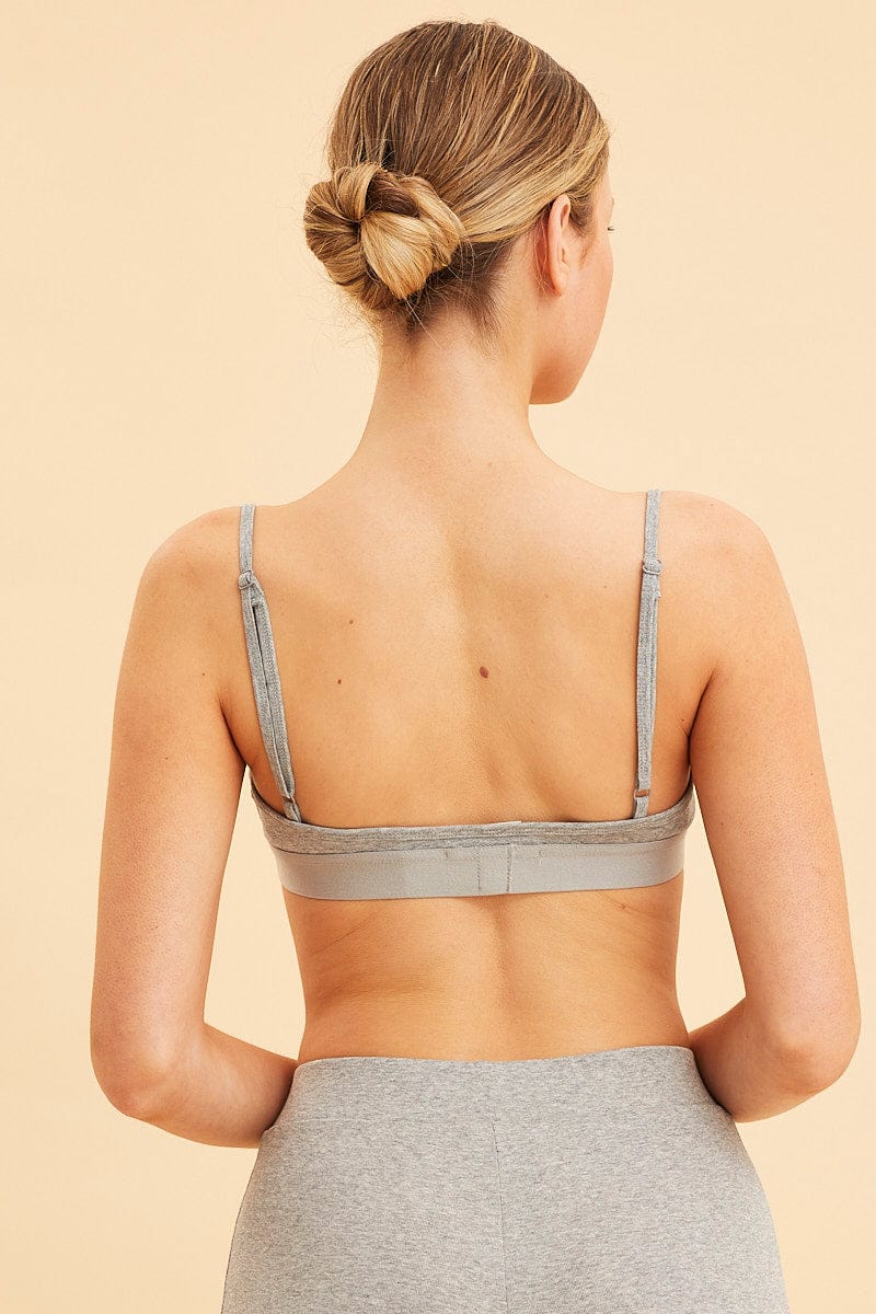 Grey Triangle Bralette Cotton Stretch Seam