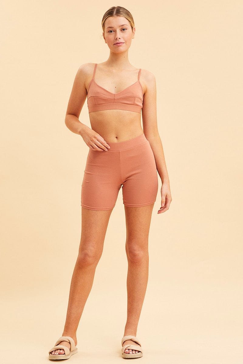 Orange Triangle Bralette Cotton Stretch Seam