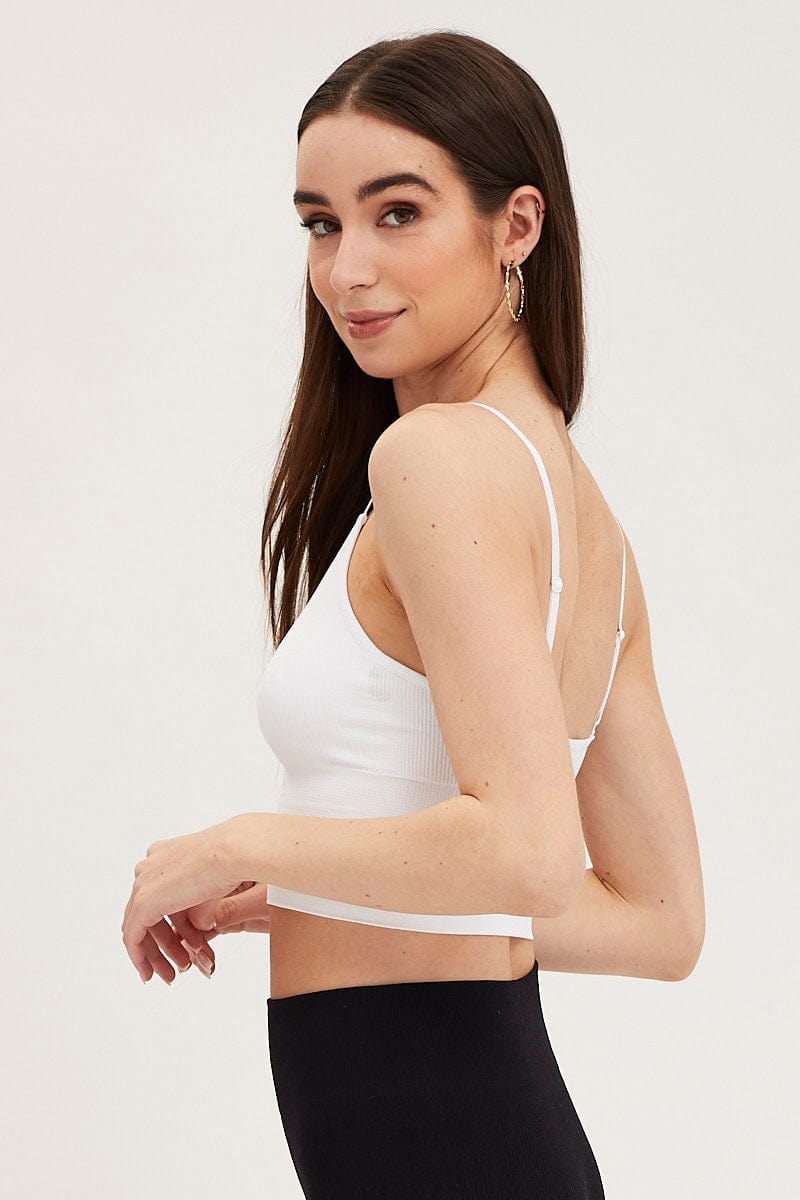 White Crop Tank Top Top Seamless