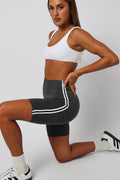 Grey Bike Shorts Seamless Side Stripe
