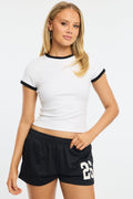White Contrast Top Short Sleeve