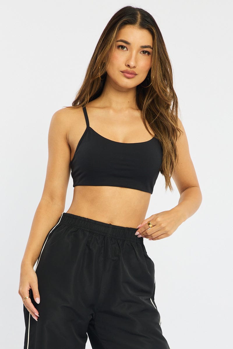 Black Bralette Cropped Scoop Neck