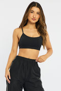 Black Bralette Cropped Scoop Neck