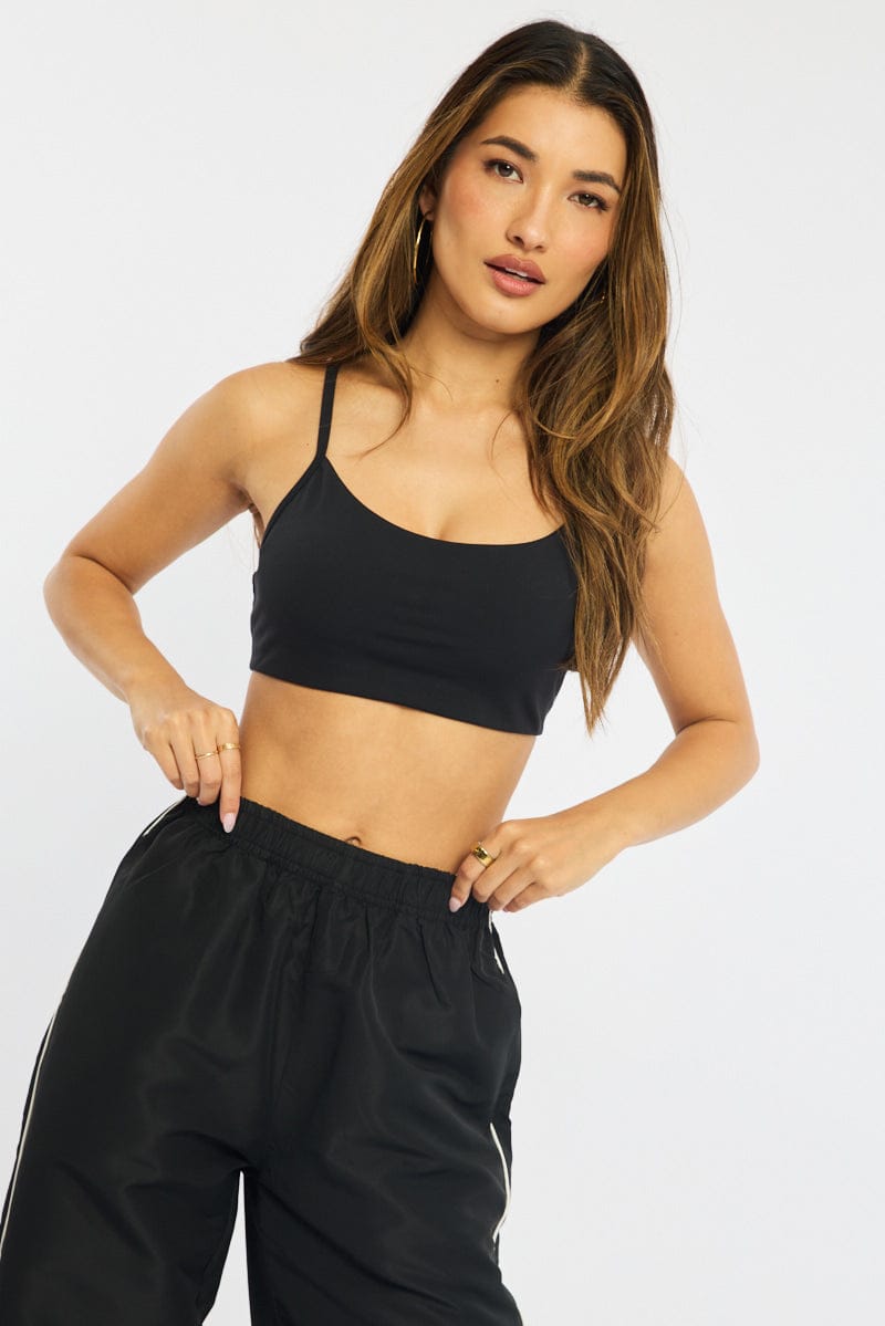 Black Bralette Cropped Scoop Neck
