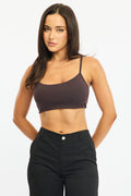 Brown Bralette Cropped Scoop Neck