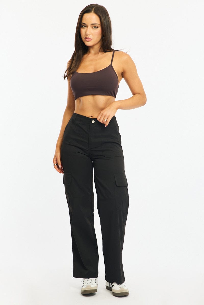 Brown Bralette Cropped Scoop Neck