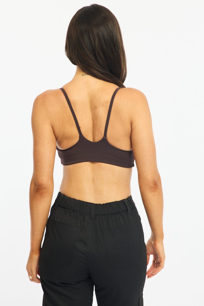 Brown Bralette Cropped Scoop Neck