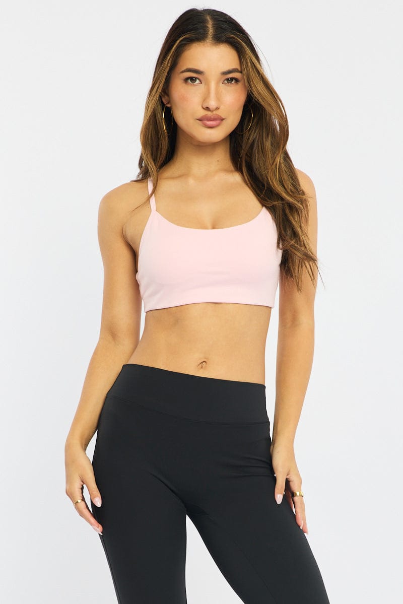 Pink Bralette Cropped Scoop Neck