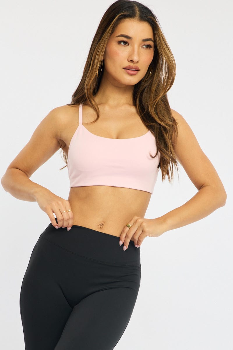 Pink Bralette Cropped Scoop Neck