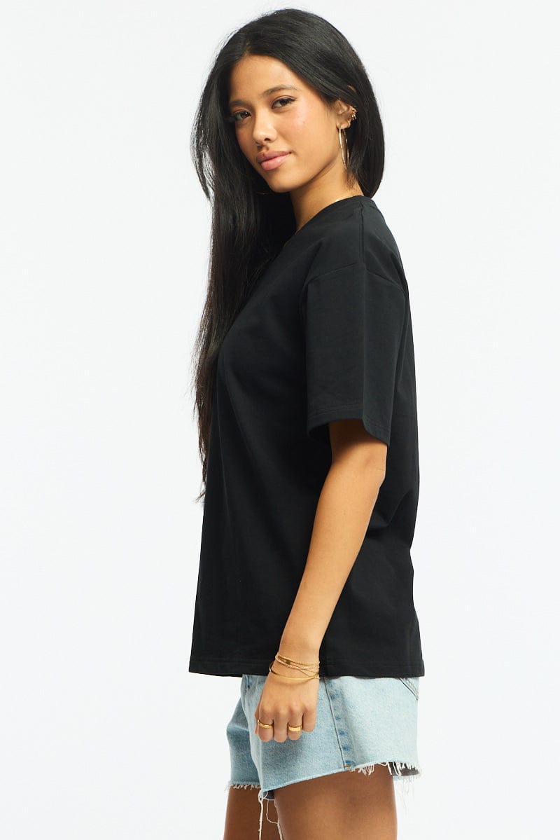Black Oversized T-Shirt V-Neck Short Sleeve