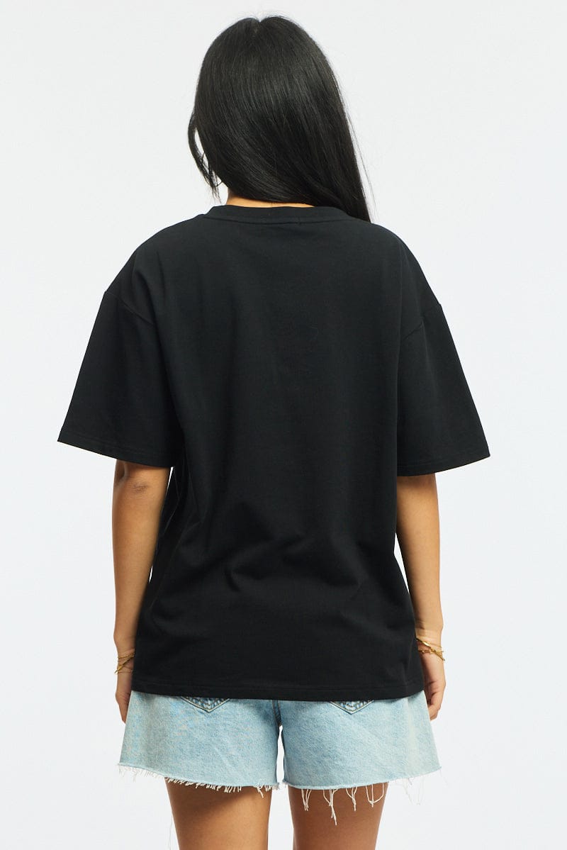 Black Oversized T-Shirt V-Neck Short Sleeve
