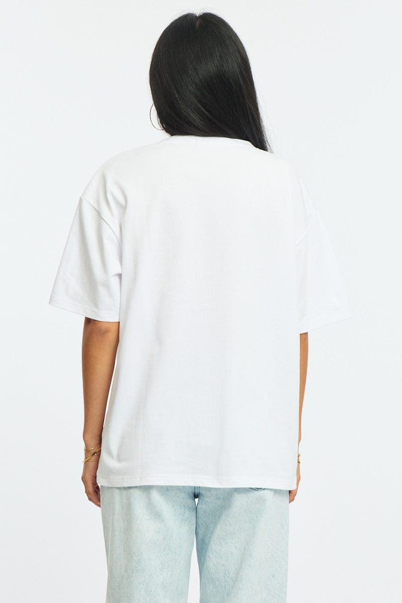 White Oversized T-Shirt V-Neck Short Sleeve