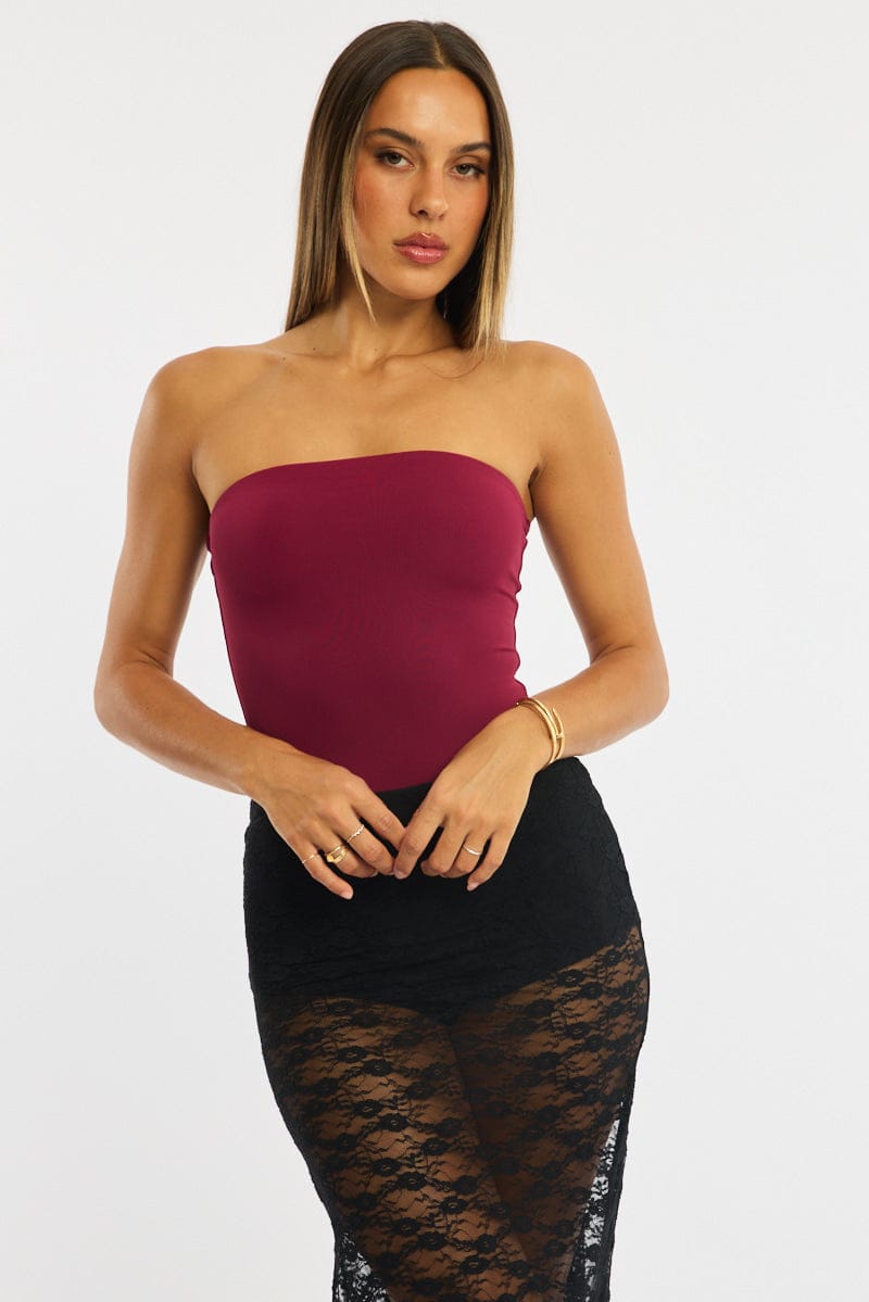 Red Bodysuit Boobtube Supersoft