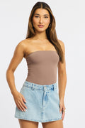Brown Bodysuit Boobtube Supersoft