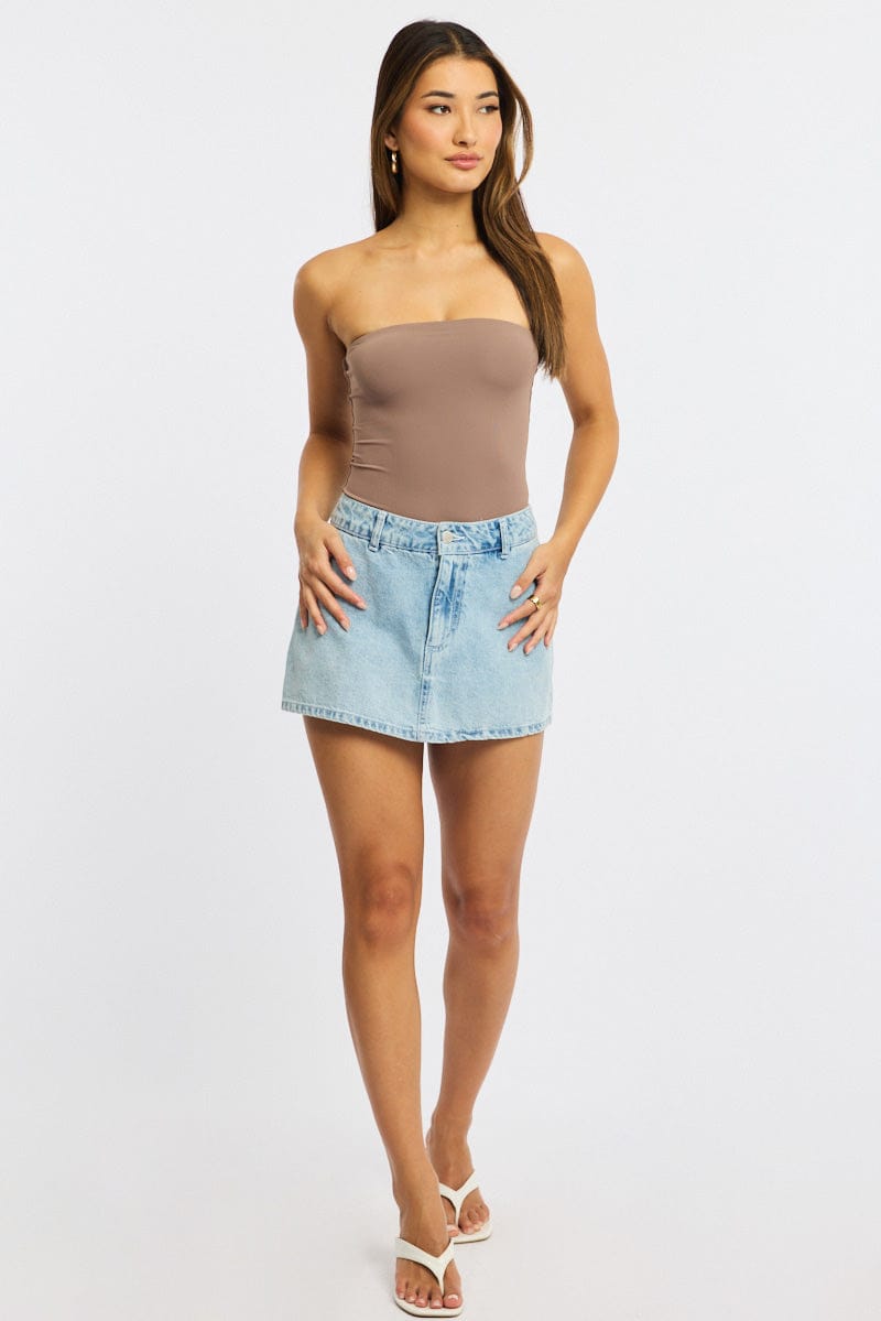 Brown Bodysuit Boobtube Supersoft