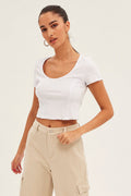 White T-Shirt Short Sleeve Scoop Neck