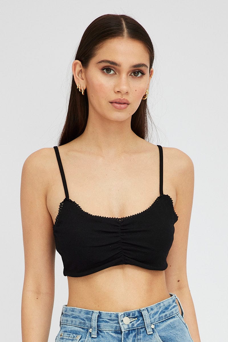 Black Bralette Lace Trim