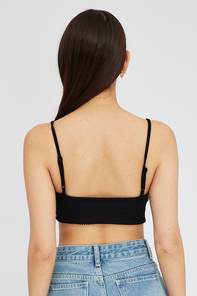 Black Bralette Lace Trim