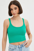 Green Tank Top Top Round Neck