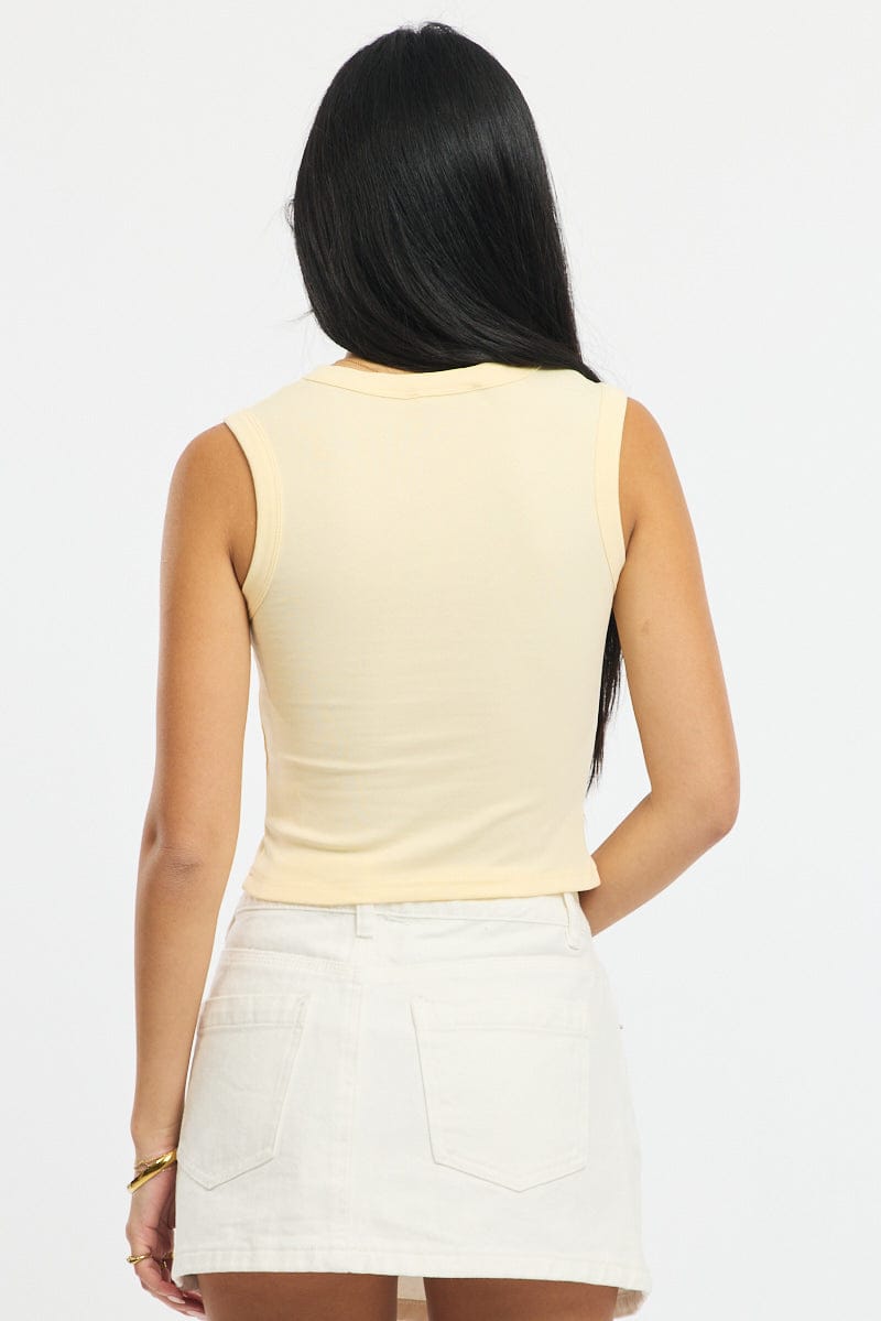 Yellow Button Front Top