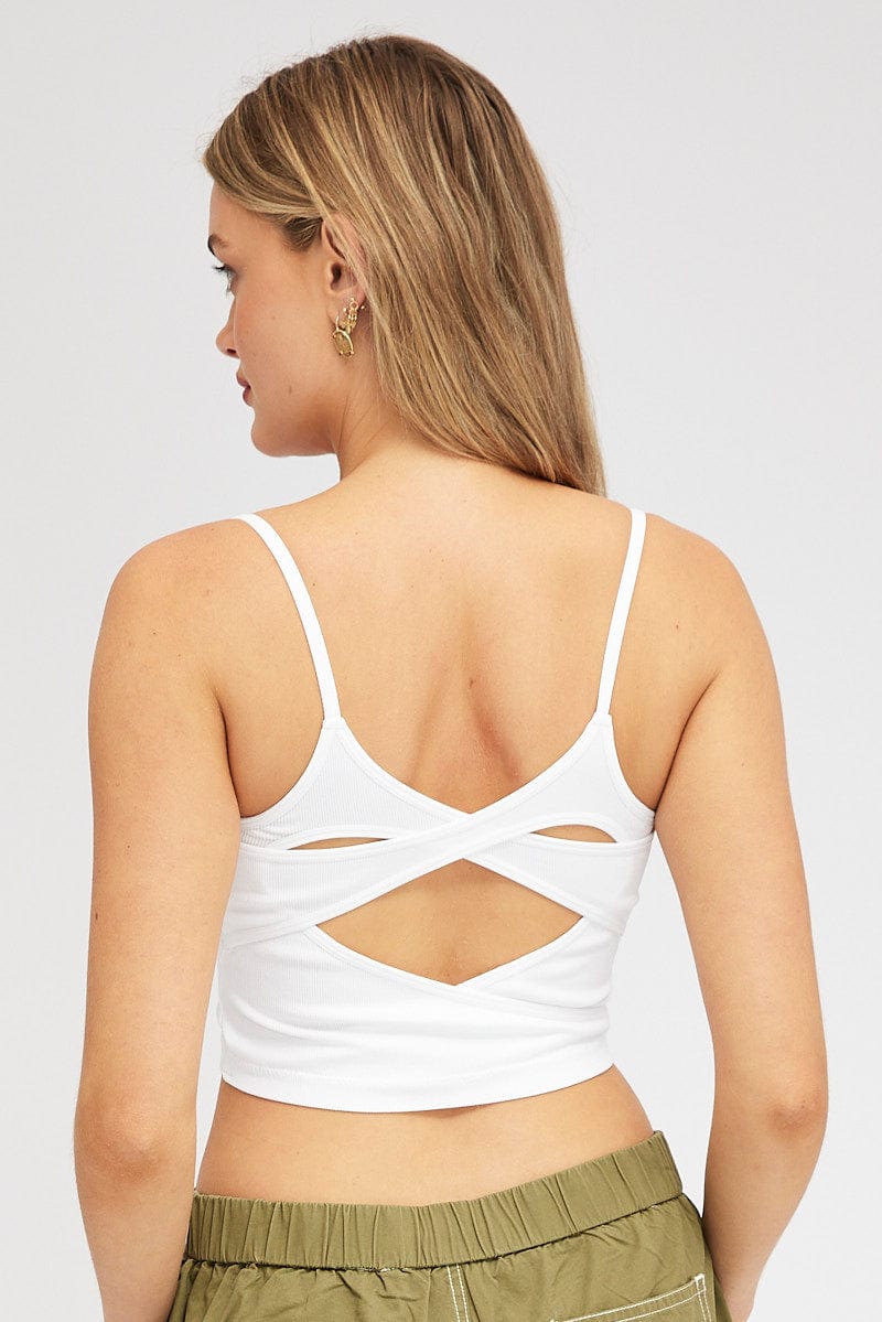 White Tank Top Top Round Neck Seamless