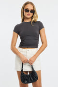 Grey T-Shirt Short Sleeve Crew Neck Modal