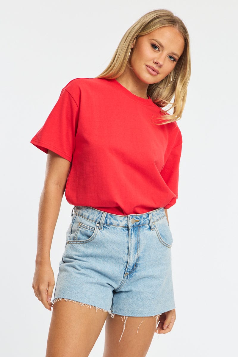 Red Oversized T-Shirt Short Sleeve