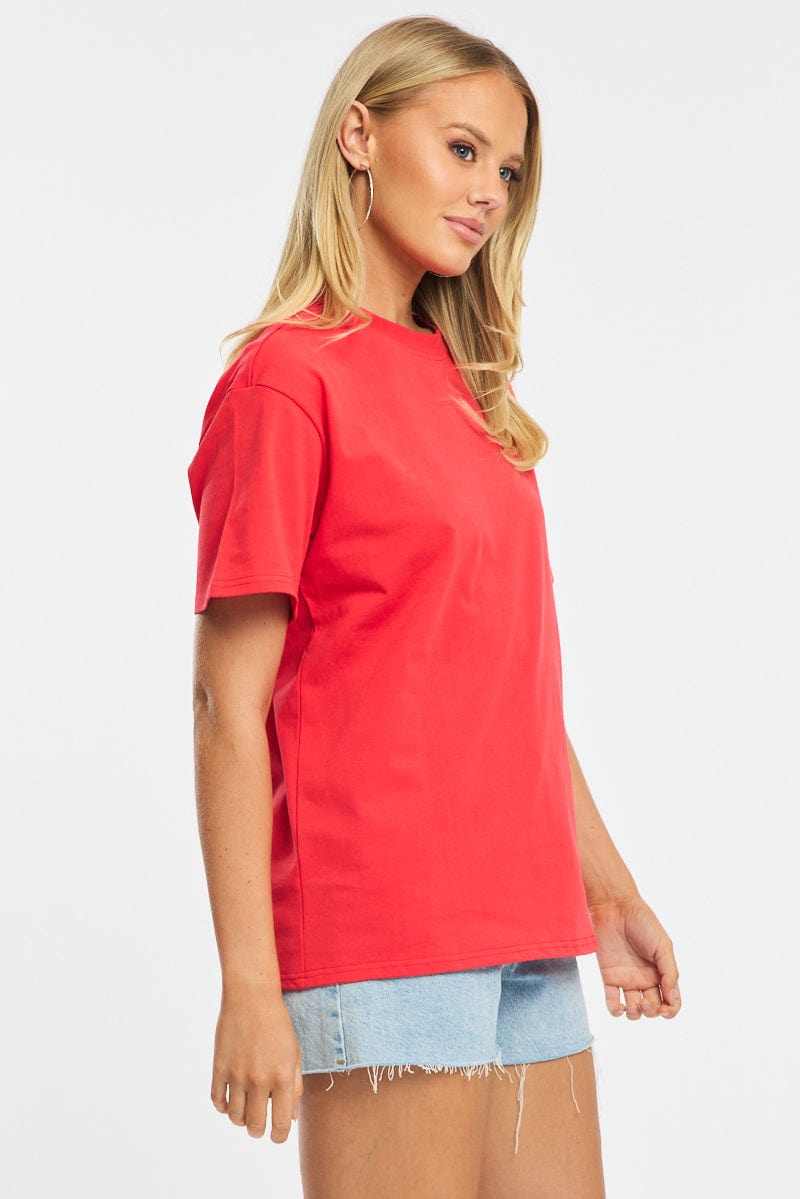 Red Oversized T-Shirt Short Sleeve