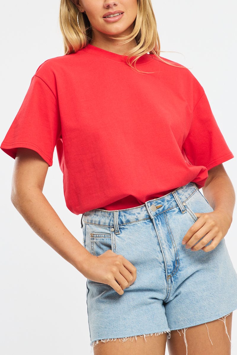 Red Oversized T-Shirt Short Sleeve