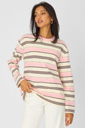 Pink Stripe Long Sleeve Oversized Stripe Shirt