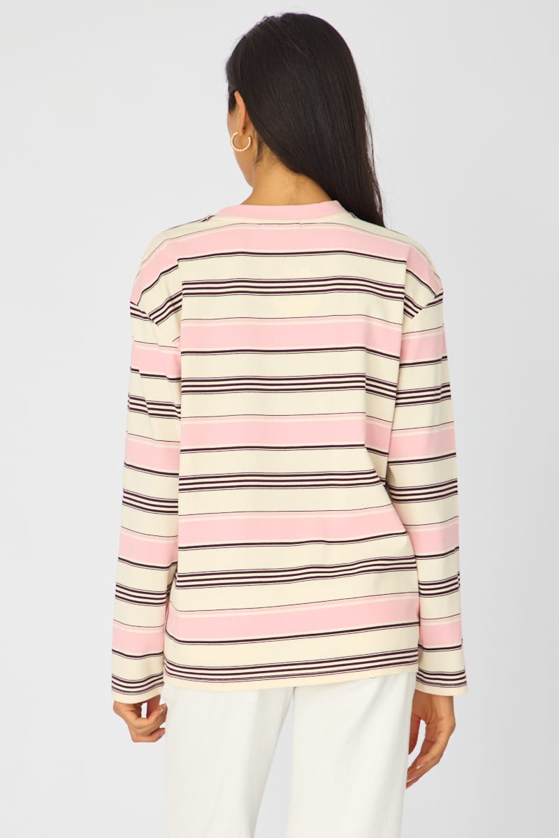Pink Stripe Long Sleeve Oversized Stripe Shirt