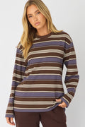 Brown Stripe Long Sleeve Oversized Stripe Shirt
