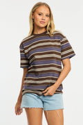 Brown Stripe Oversized T-Shirt Short Sleeve