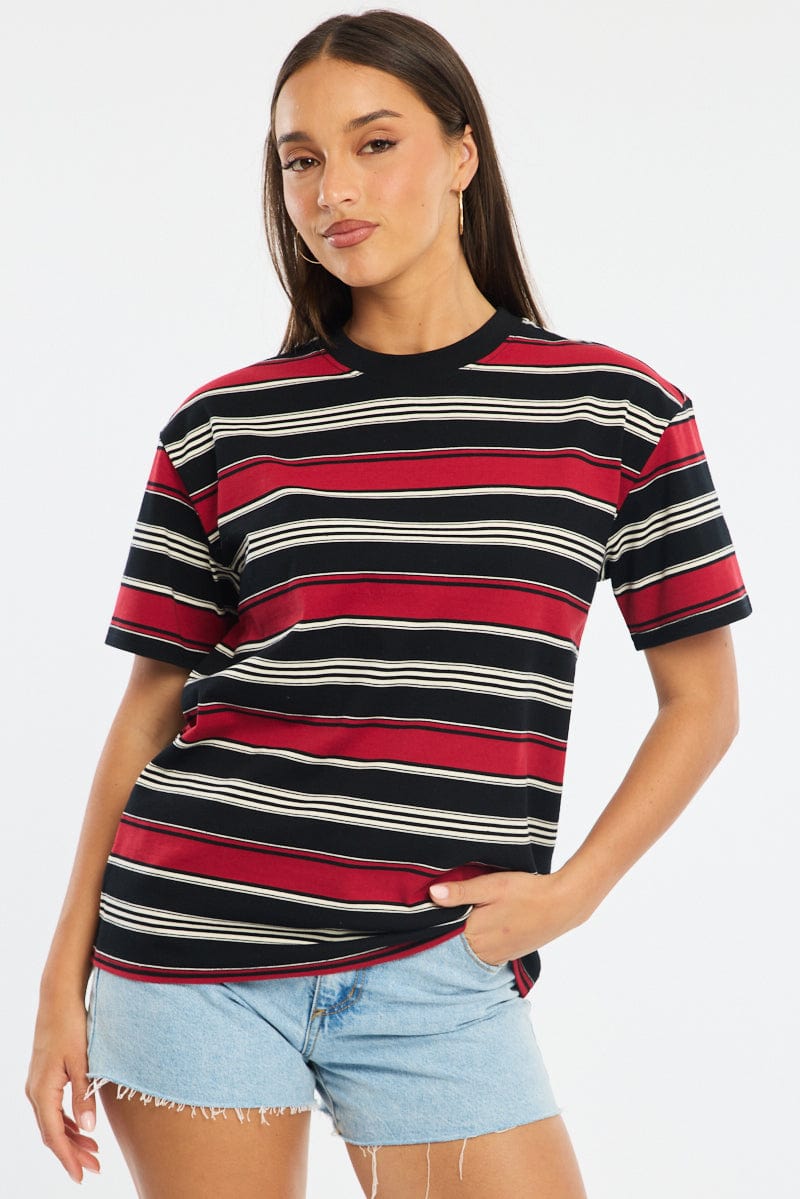 Black Stripe Oversized T-Shirt Short Sleeve