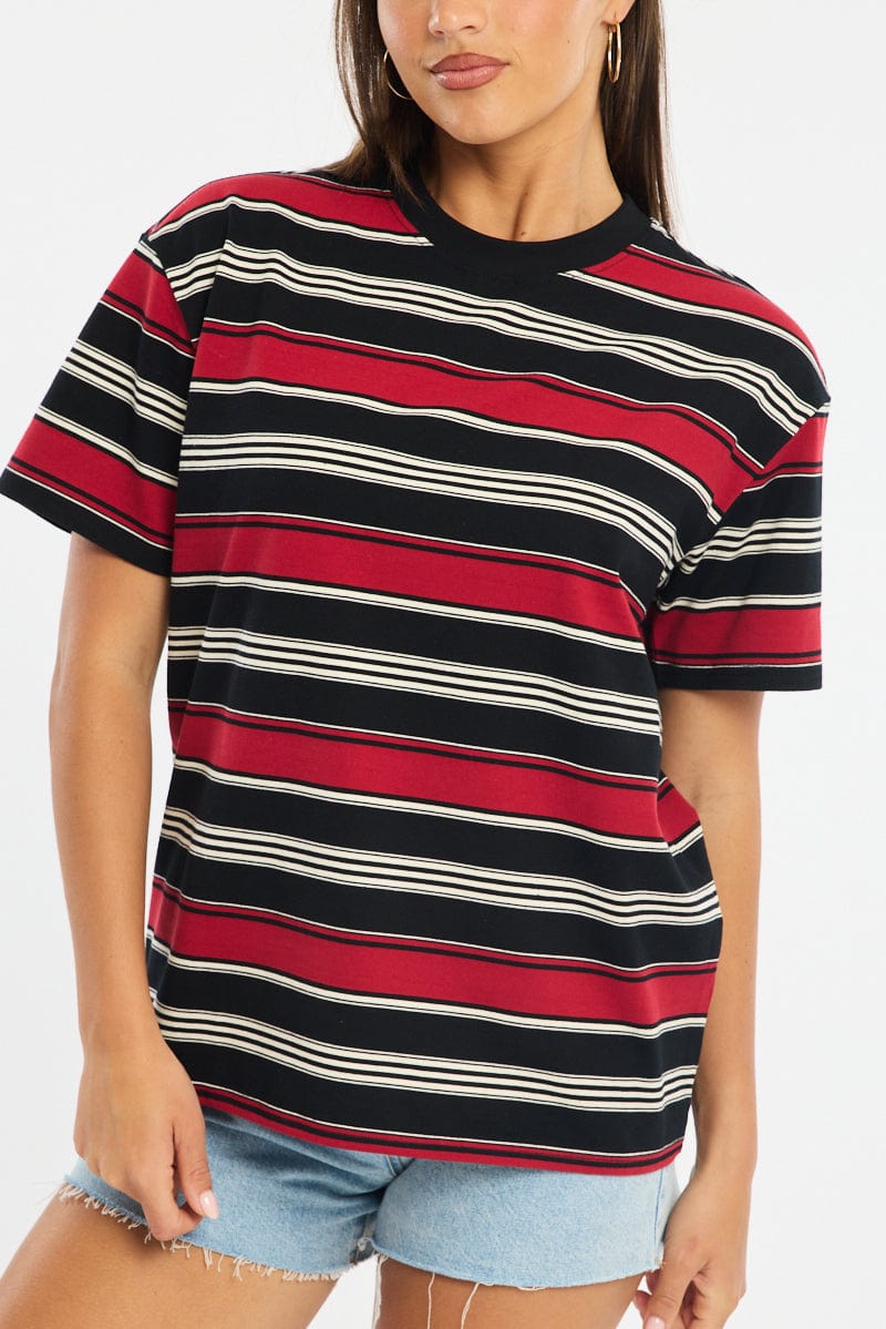 Black Stripe Oversized T-Shirt Short Sleeve