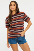 Brown Stripe Oversized T-Shirt Short Sleeve