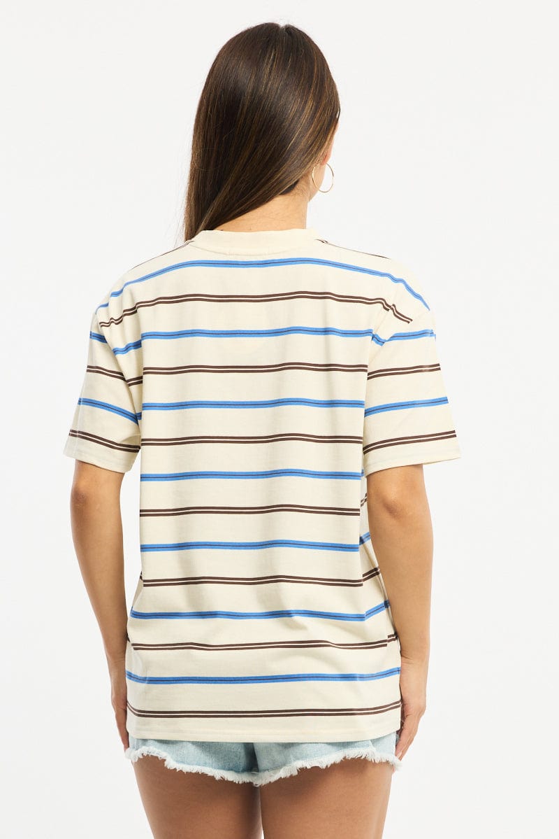 Brown Stripe Oversized T-Shirt Short Sleeve