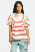 Red Stripe Oversized T-Shirt Short Sleeve